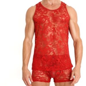 Skull & Bones Snake Rose Burnout Tank Red NWT